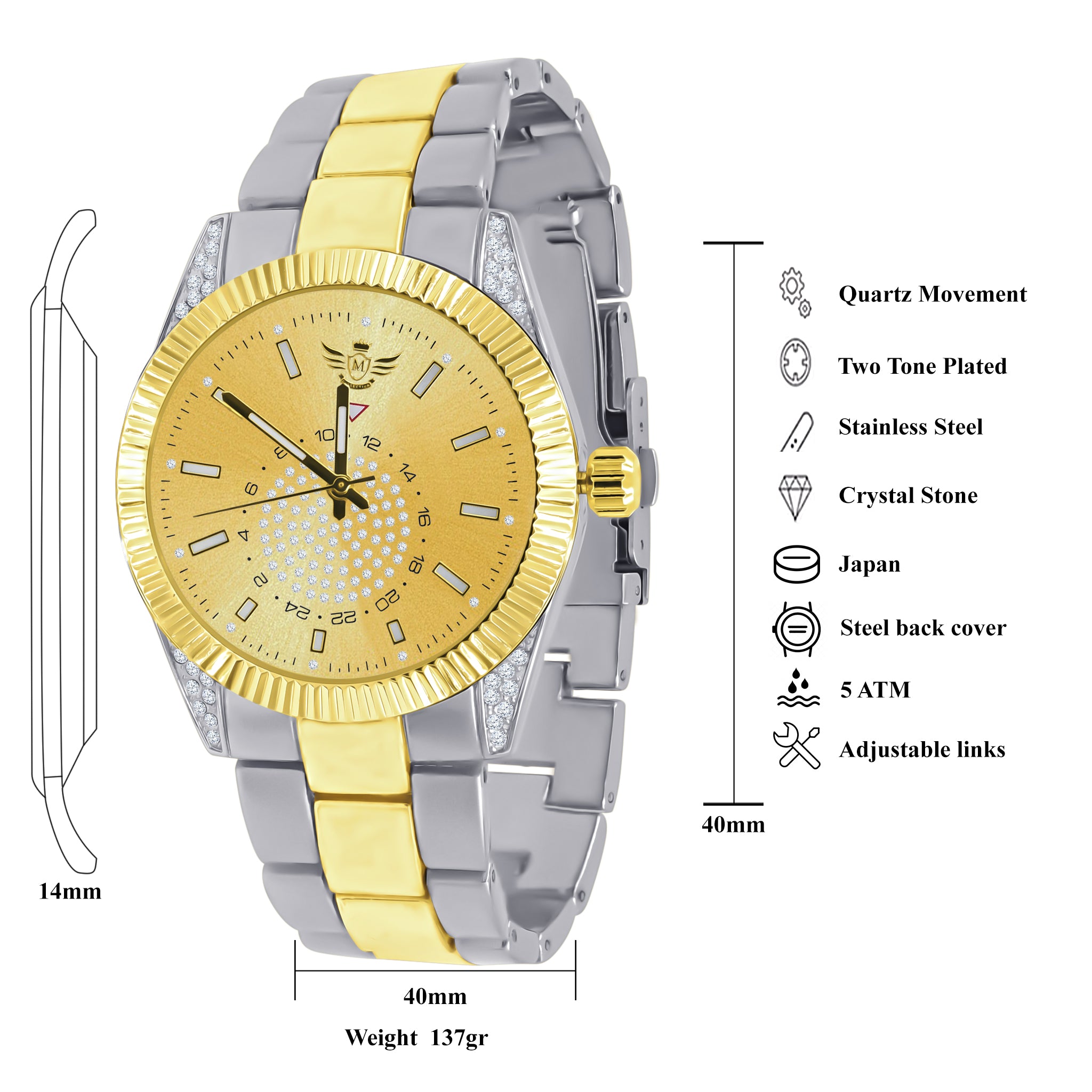 RIDER HIP HOP WATCH I 5630442 featuring a bling metal band, discernible dial with hour markers, and a stylish design suitable for any occasion.